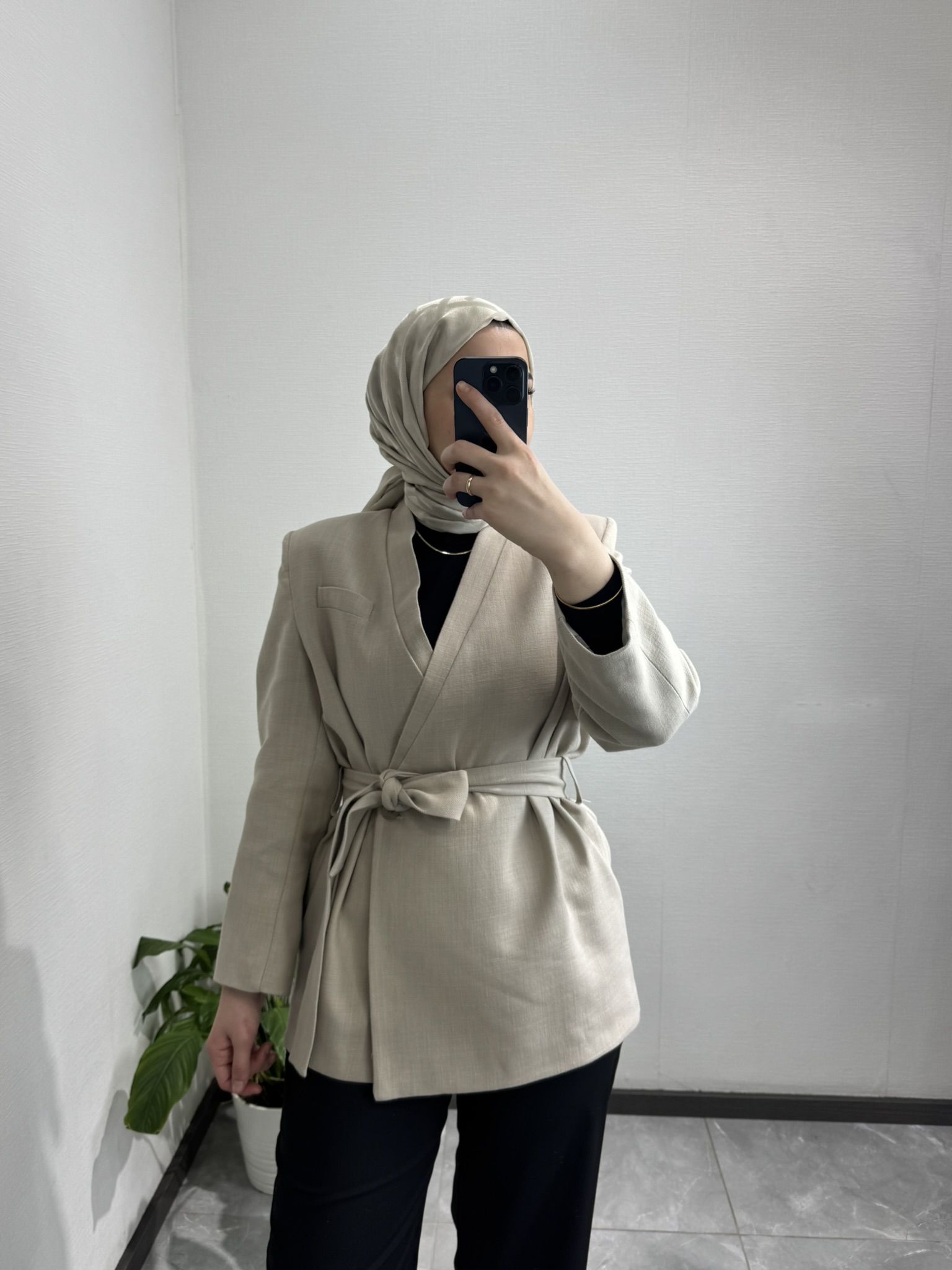 Bağlama Detaylı Ceket NATURAL