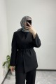 Kemer Detaylı Blazer Ceket SİYAH