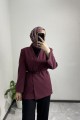 Kemer Detaylı Blazer Ceket BORDO