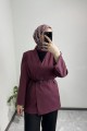 Kemer Detaylı Blazer Ceket BORDO