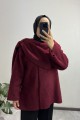Şal Yaka Bordo Kaban 