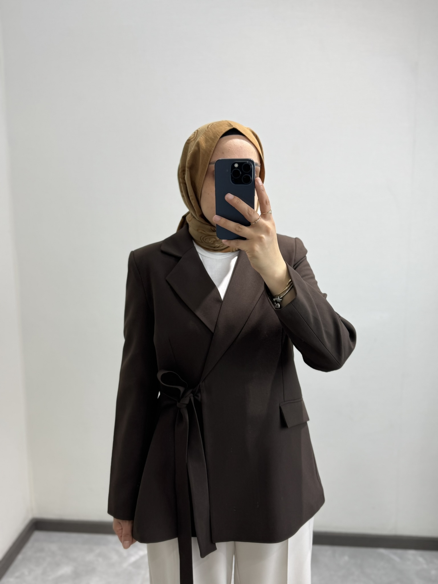 Bağlamalı Oversize Ceket Kahve