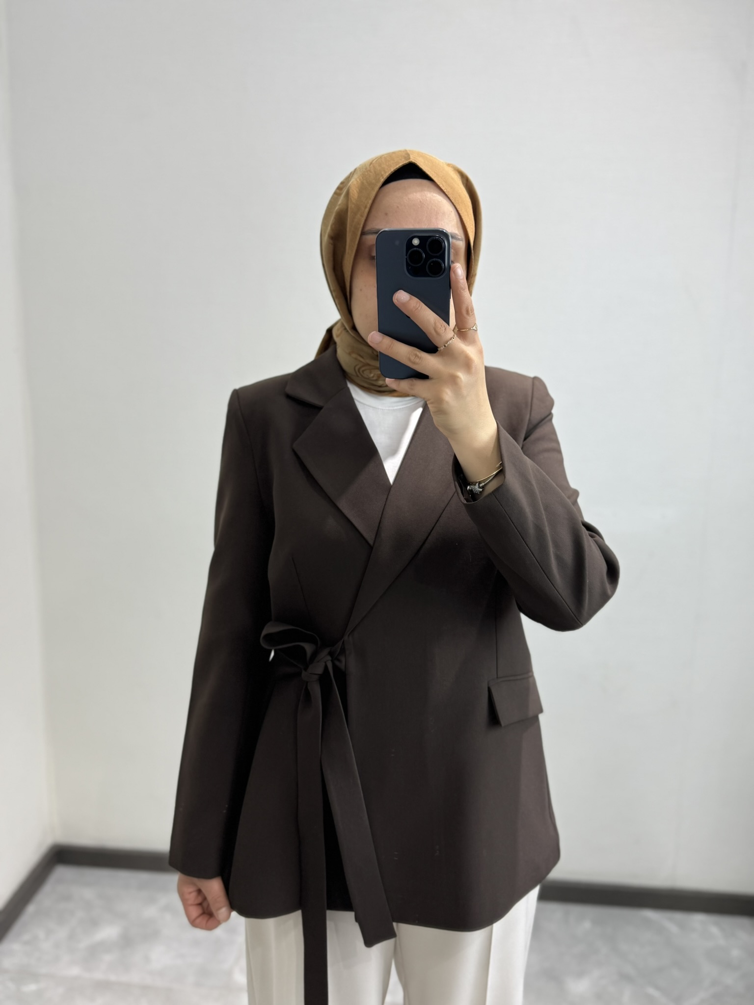 Bağlamalı Oversize Ceket Kahve