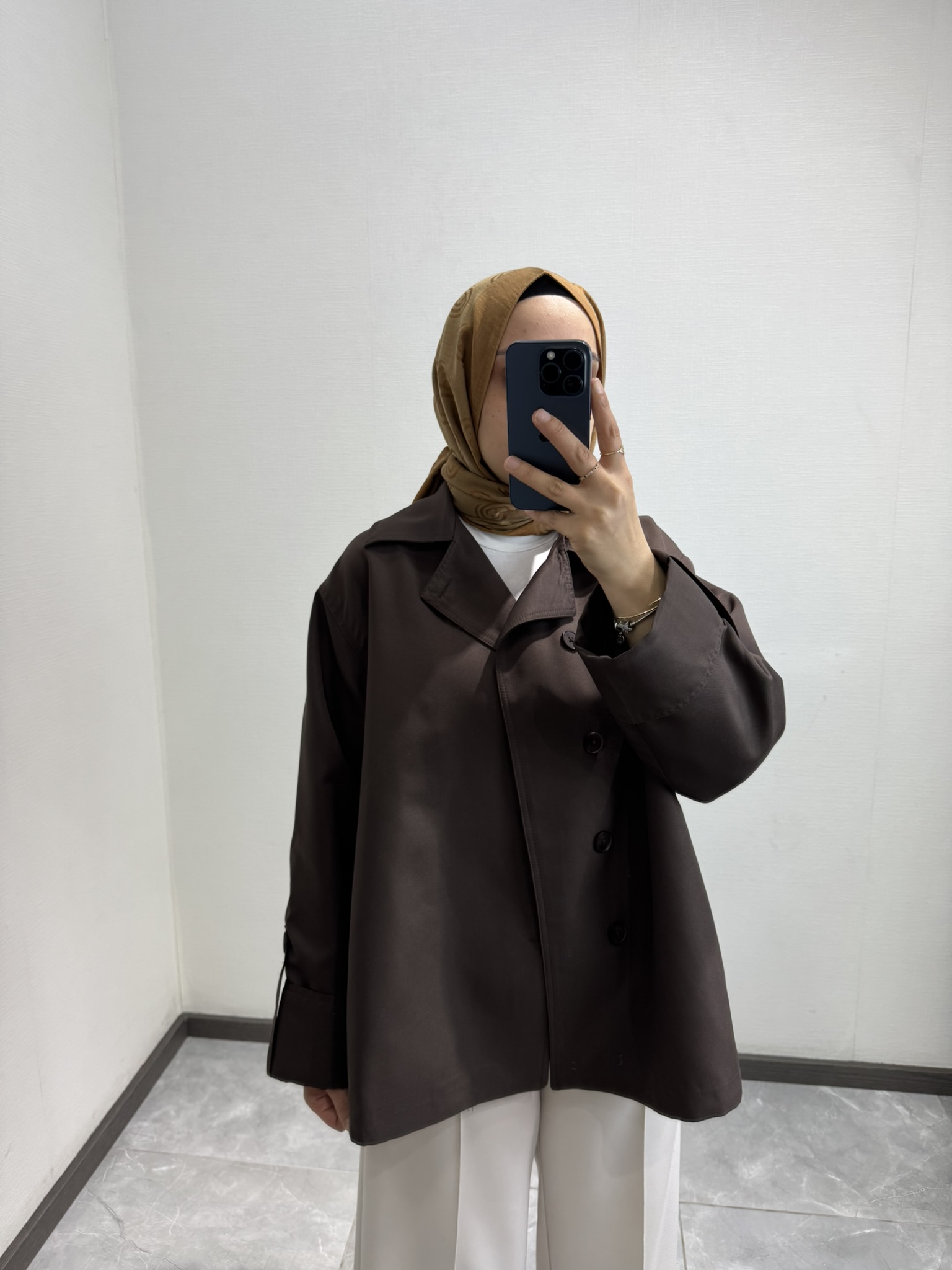 Şal Yaka Detaylı Acı Kahve Trençkot