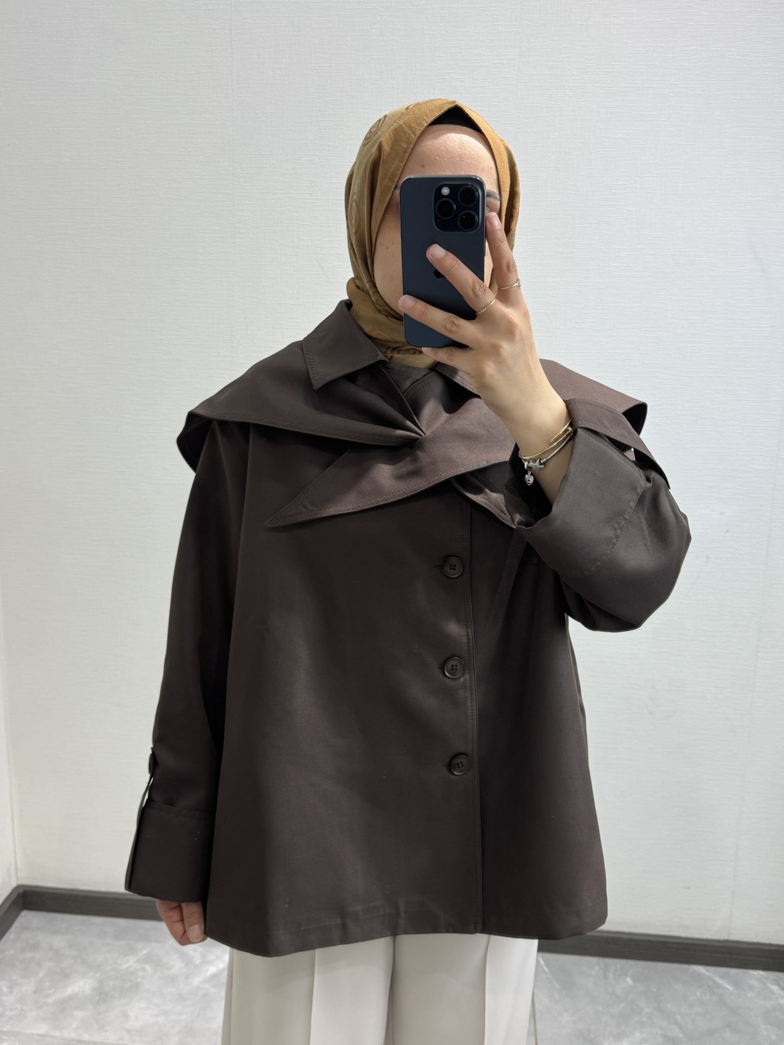 Şal Yaka Detaylı Acı Kahve Trençkot