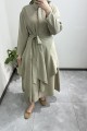 Kimono Detay Tensel  Elbise Haki