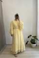 Volanlı Yoryo Şifon Butter Yellow Elbise