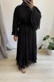  Volanlı Yoryo Şifon Siyah Elbise
