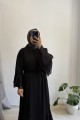  Volanlı Yoryo Şifon Siyah Elbise