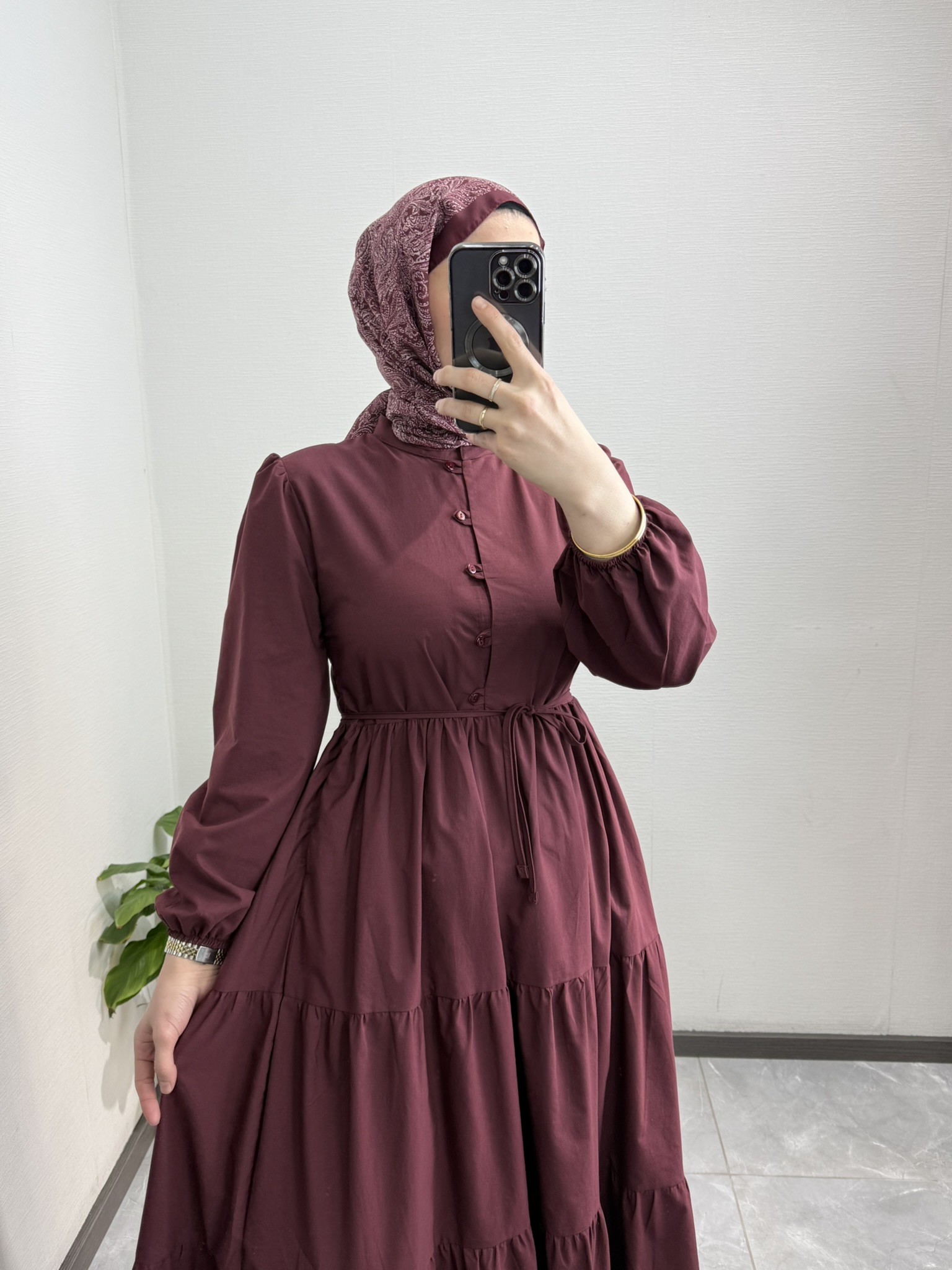 Pamuklu Elbise BORDO