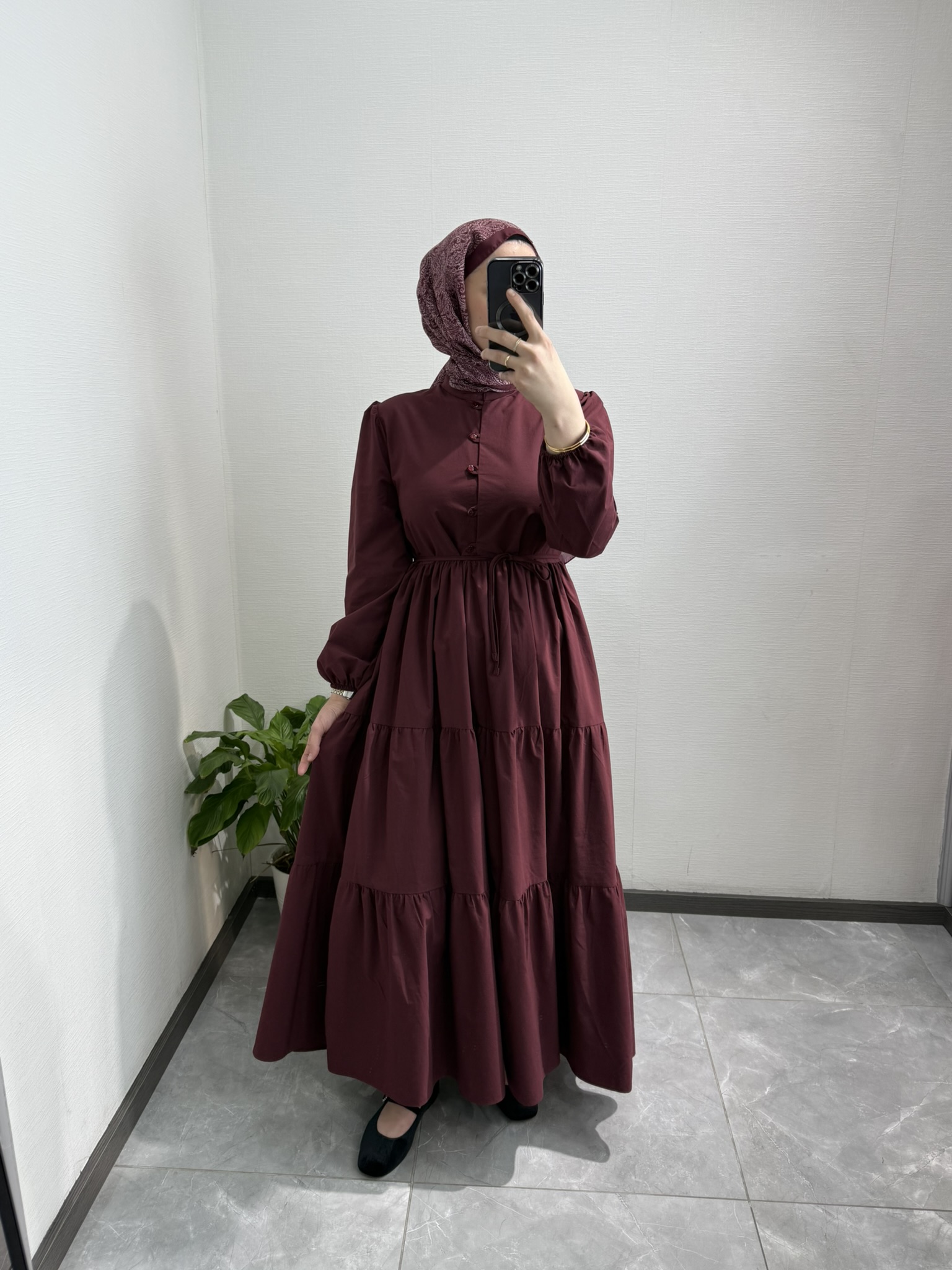 Pamuklu Elbise BORDO
