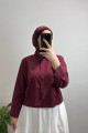Taş İşlemeli Bordo Gömlek