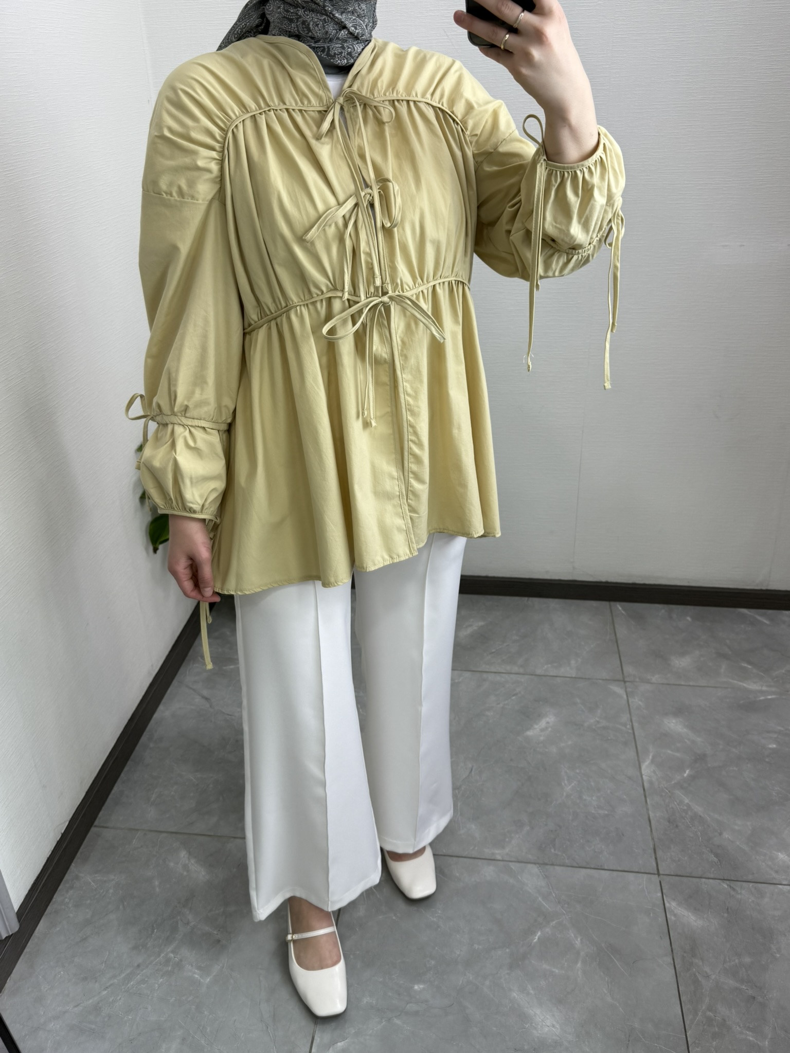 Büzgülü Bağlamalı Gömlek  SARI
