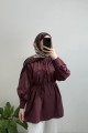 Önden Bağlamalı Dökümlü Vual Bordo Gömlek