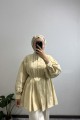 Nervürlü Pamuklu Vual Butter Yellow Gömlek