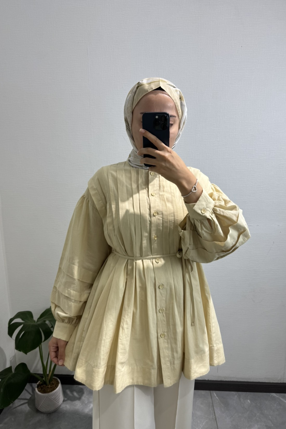 Nervürlü Pamuklu Vual Butter Yellow Gömlek