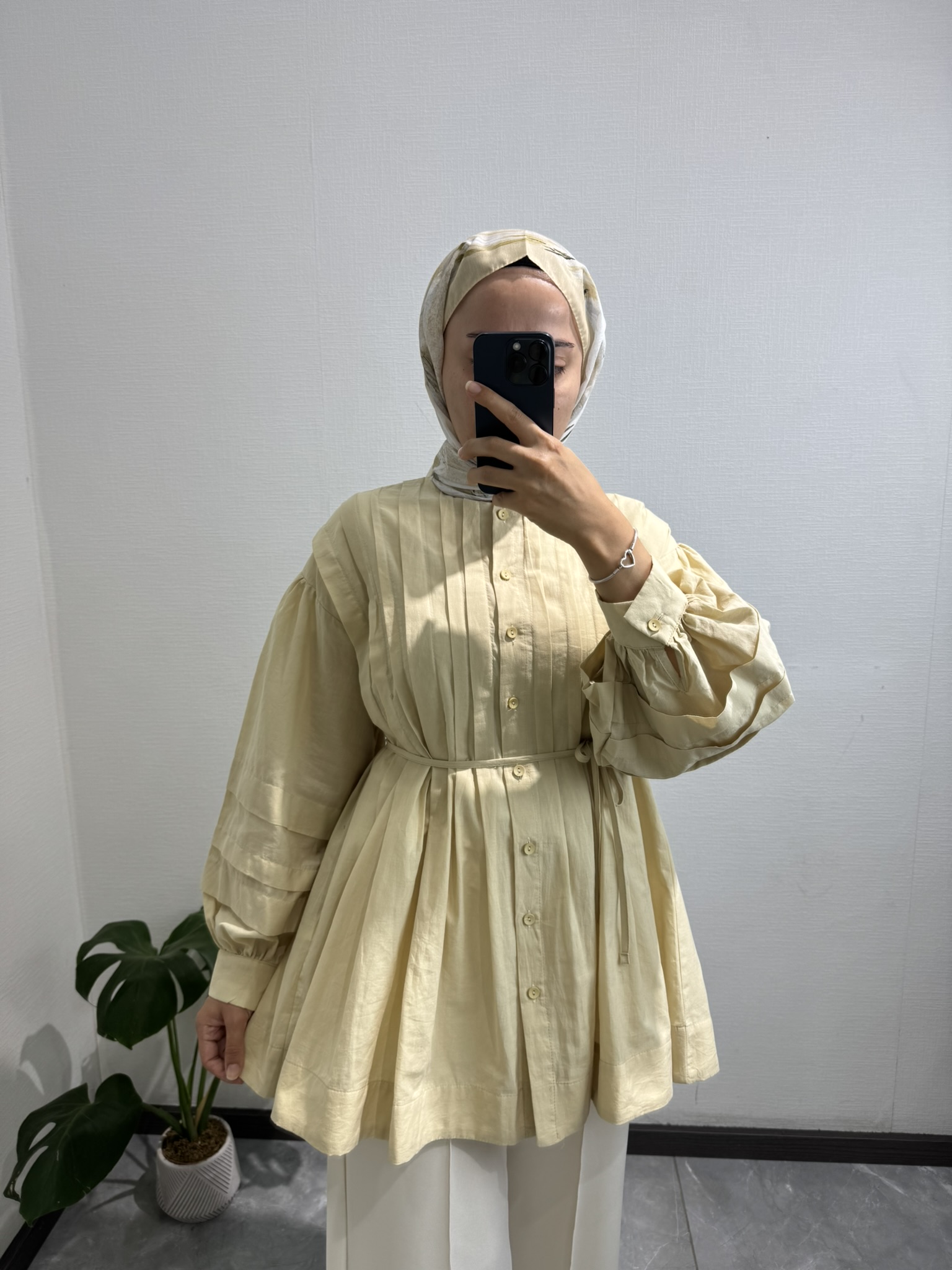 Nervürlü Pamuklu Vual Butter Yellow Gömlek