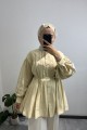 Nervürlü Pamuklu Vual Butter Yellow Gömlek