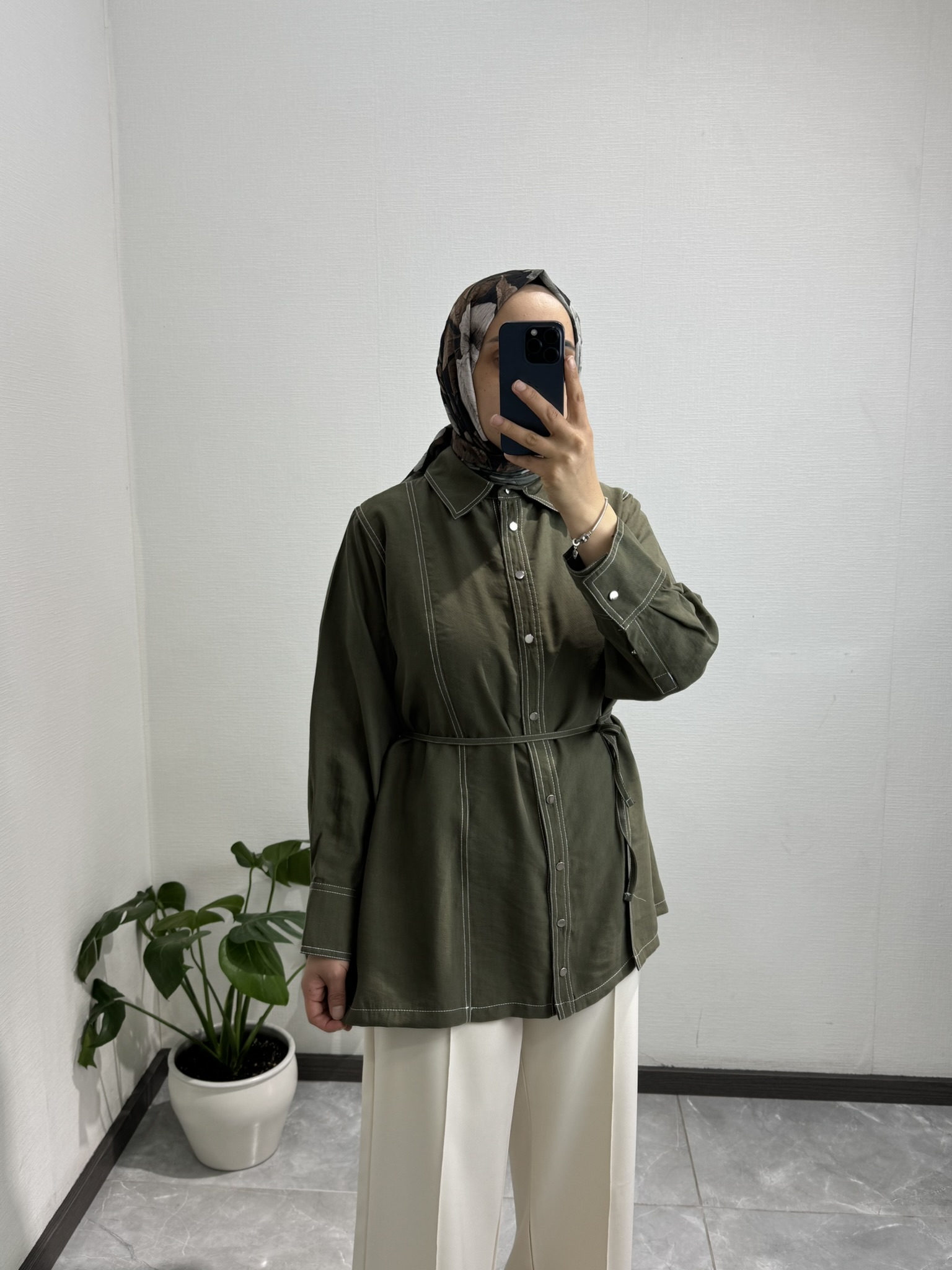 Gardenya Çift Dikiş Haki Gömlek