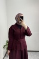 Belden Oturtma Merserize Bordo Hırka