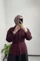 Belden Oturtma Merserize Bordo Hırka