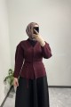 Belden Oturtma Merserize Bordo Hırka