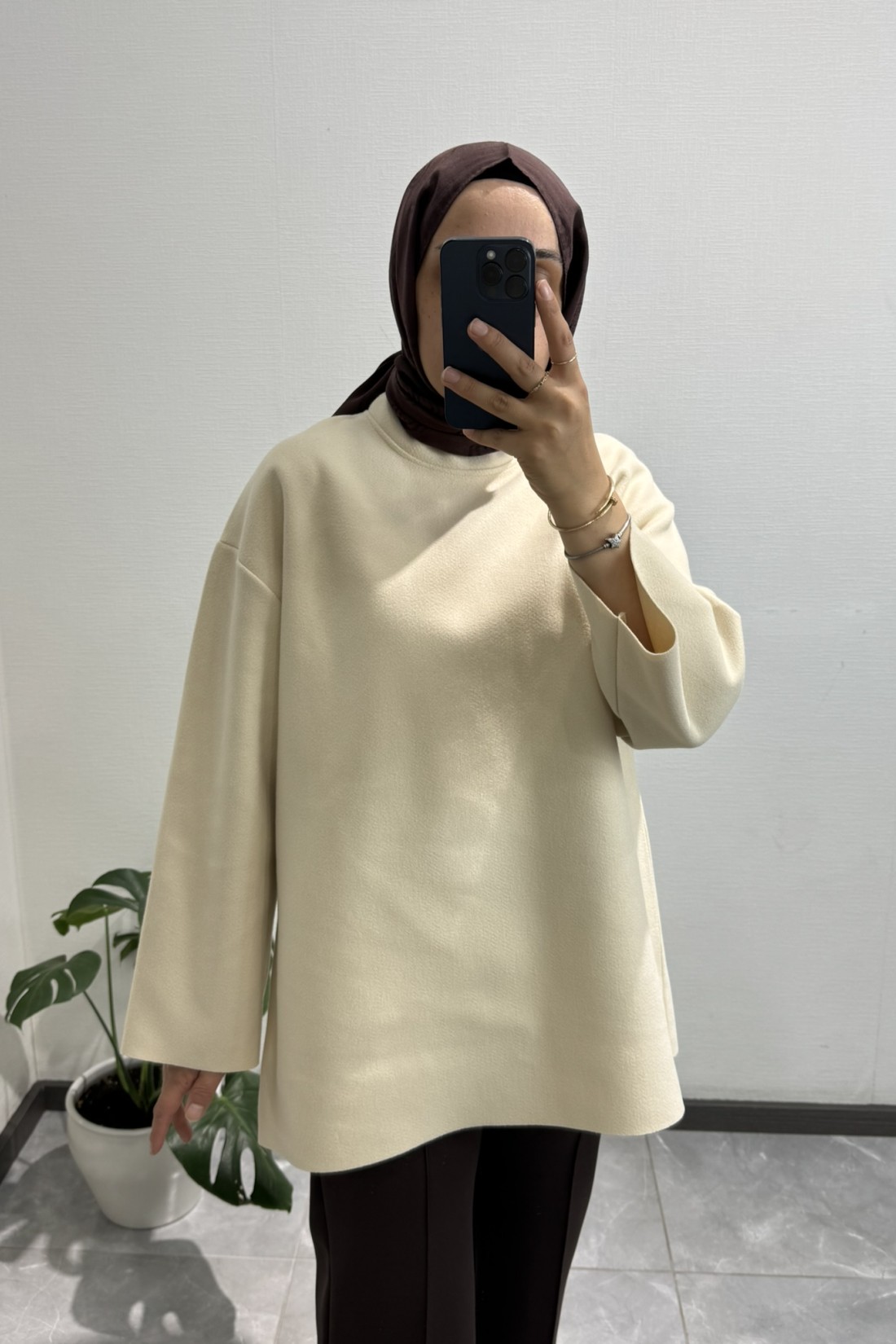 İthal Kaşe Dokulu Kazak Vanilya