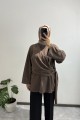 Yandan Şal Detaylı Triko Tunik KAHVERENGİ