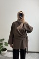 Yandan Şal Detaylı Triko Tunik KAHVERENGİ