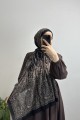 Organik Pamuk Desenli Siyah Şal