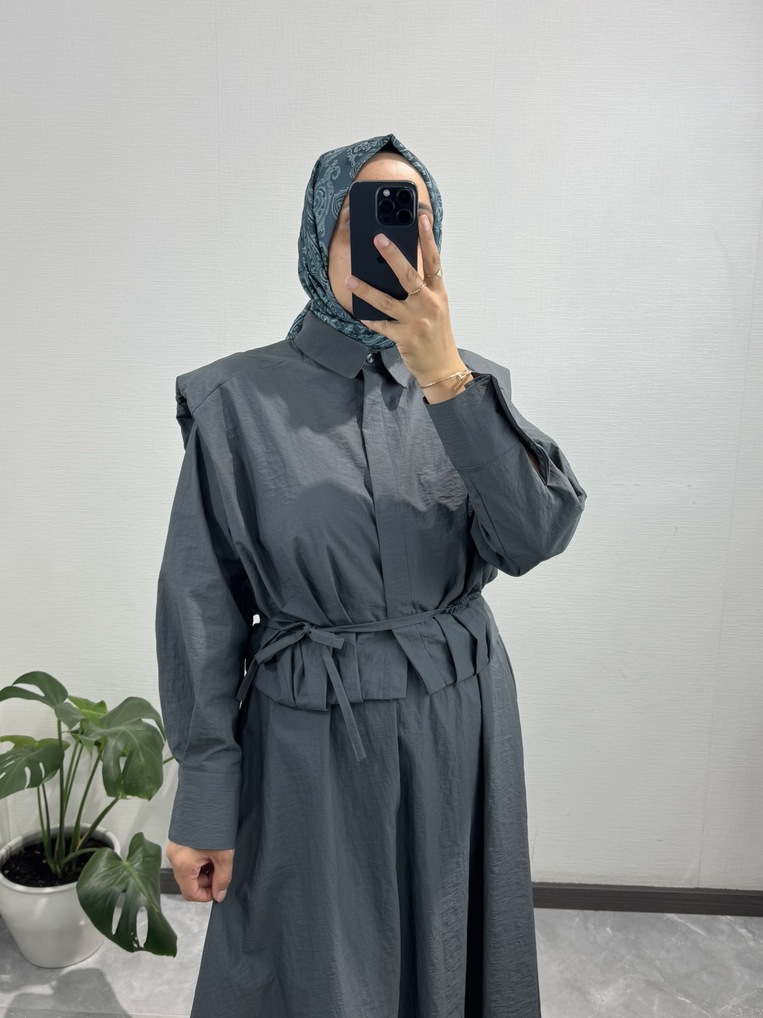 Bağlama Detaylı Antrasit Etek Takım