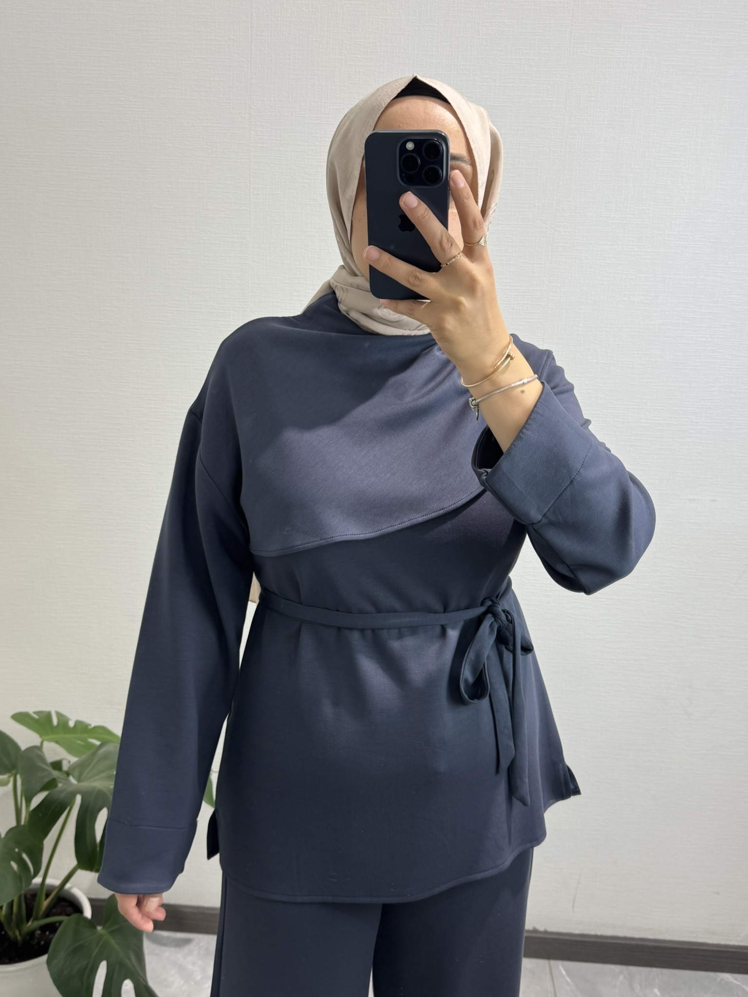 Pelerin Detaylı Lacivert Pantolon Takım