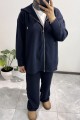 Fermuarlı Kapüşonlu  Pantolon Takım Lacivert