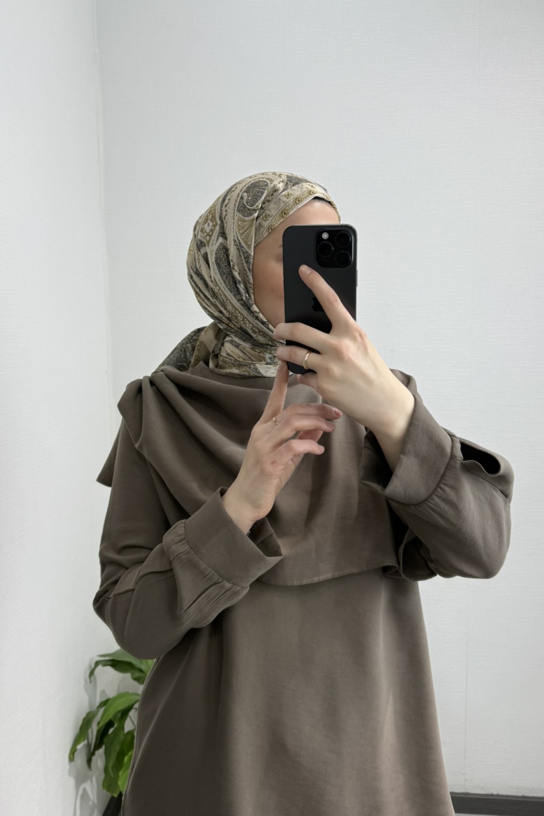 Şal Yaka Bluz Pantolon Takım VİZON